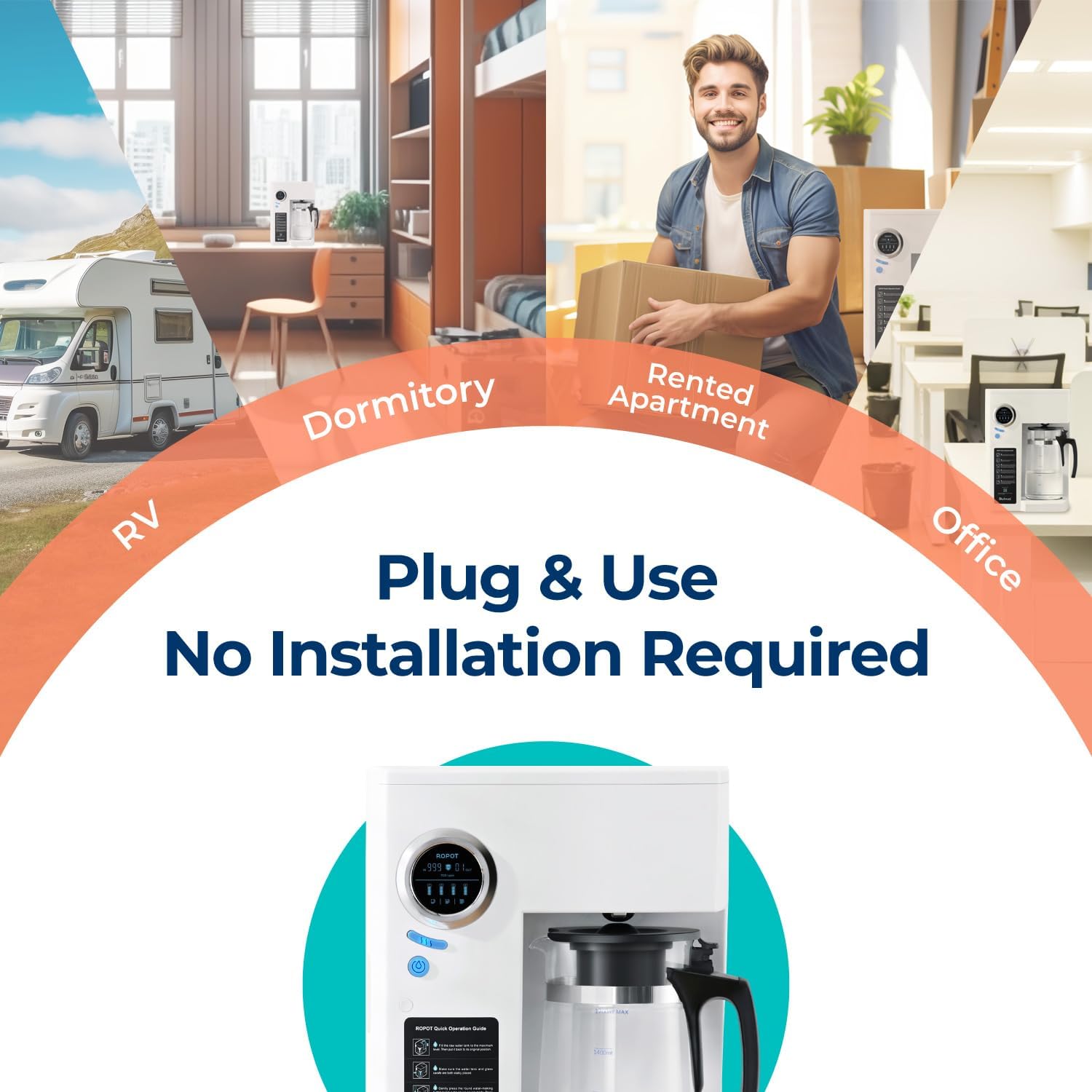 RO100ROPOT Countertop Reverse Osmosis Water Filter System, Portable RO Filtration with Remineralization, No Installation, WQA Certified - ROPOT-UV, 6-Stage RO