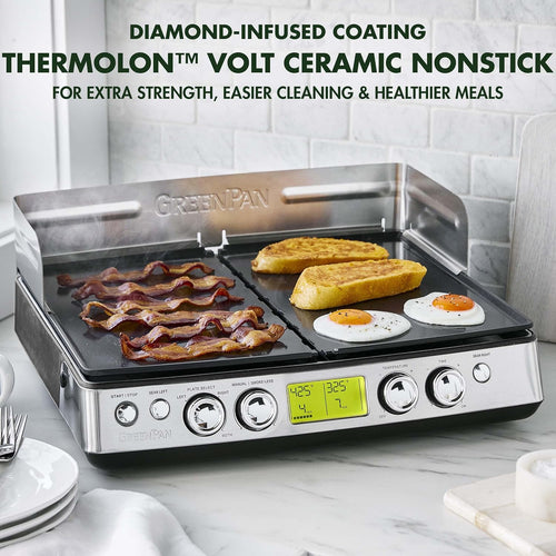 Elite XL Smoke-less Grill and Griddle, Healthy Ceramic Nonstick Interchangeable/Removeable Cast Aluminum Plates, Indoor BBQ Sear Sizzle, LCD Display, Splash Guard, Drip Tray, PFAS-Free, Black