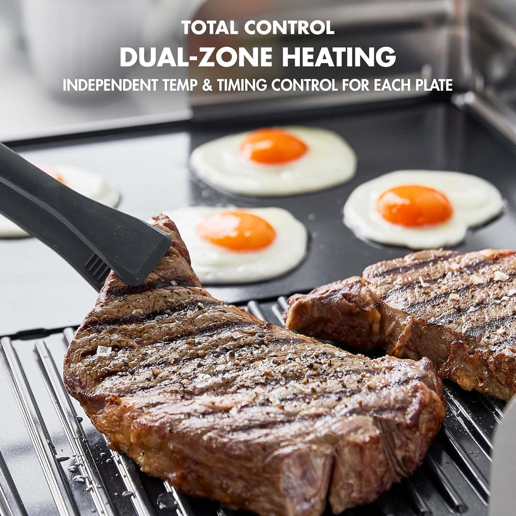 Elite XL Smoke-less Grill and Griddle, Healthy Ceramic Nonstick Interchangeable/Removeable Cast Aluminum Plates, Indoor BBQ Sear Sizzle, LCD Display, Splash Guard, Drip Tray, PFAS-Free, Black